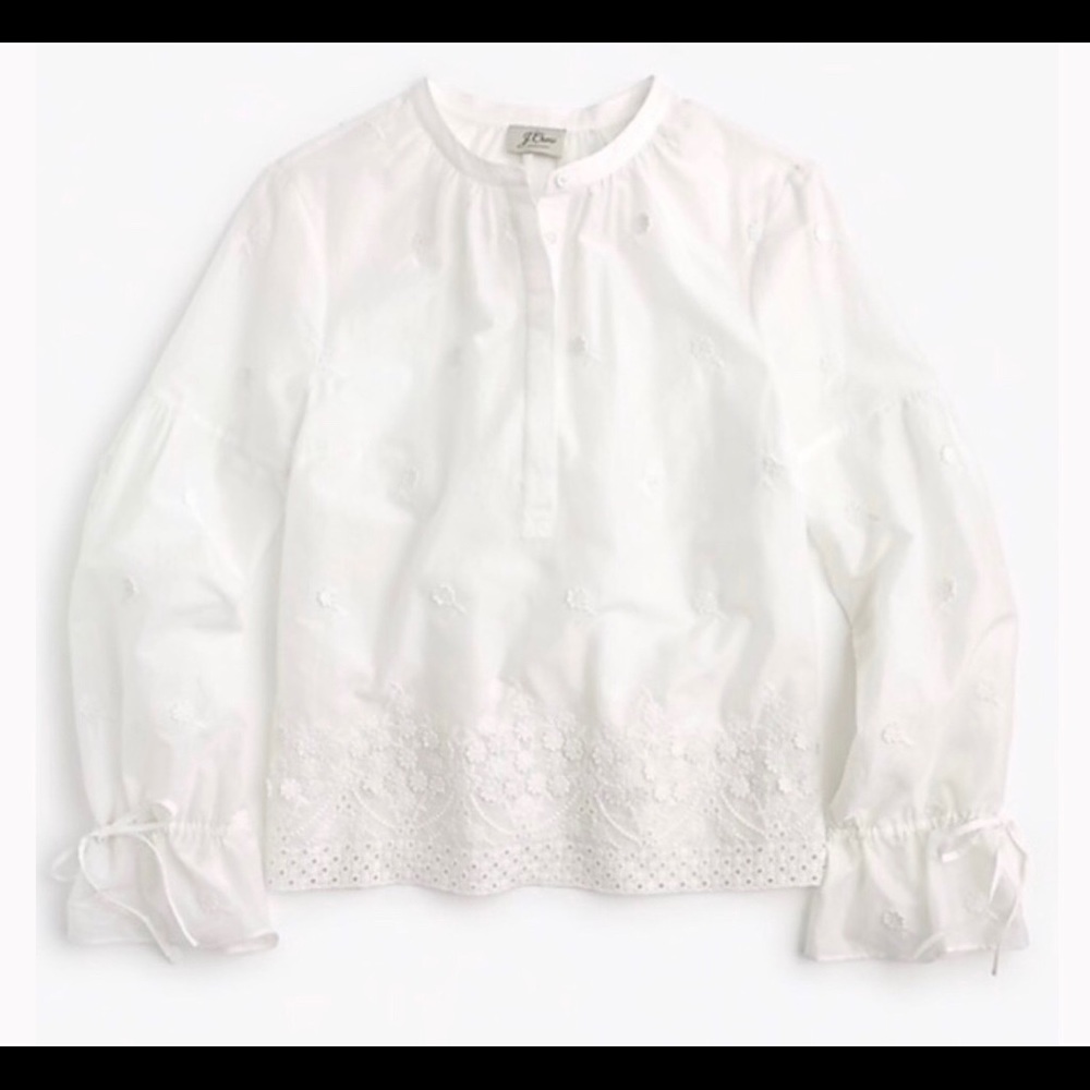 J.Crew Top w/ Appliquéd & Embroidered Flowers XL